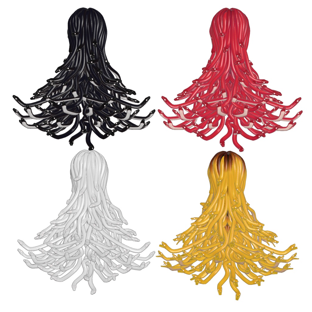 「メデューサパーツ 胴/髪 +石化ギミック」 VRChat対応衣装3Dモデル