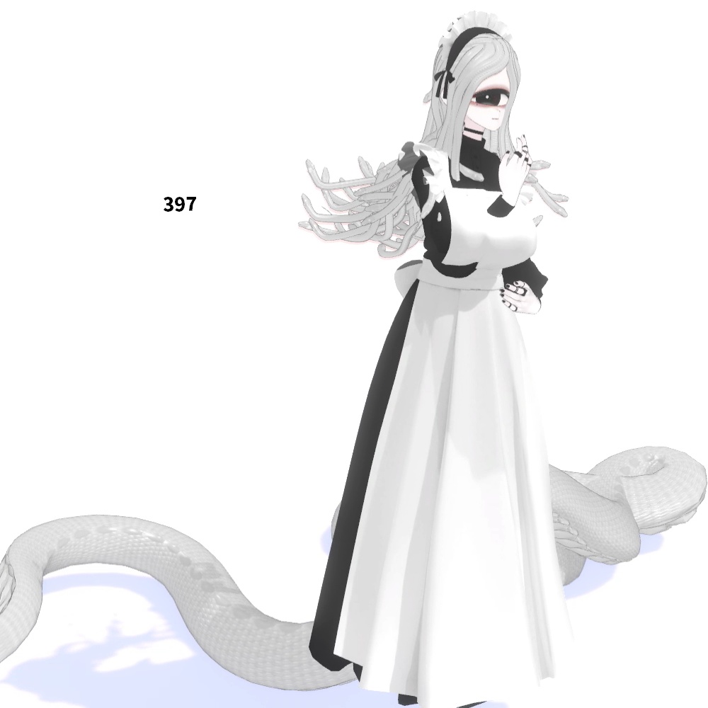 「メデューサパーツ 胴/髪 +石化ギミック」 VRChat対応衣装3Dモデル