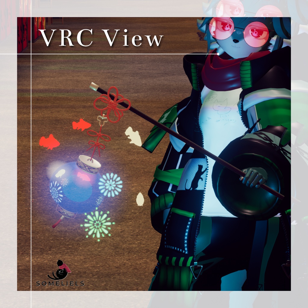 【VRC想定】花火乱れ咲く金魚ランタン