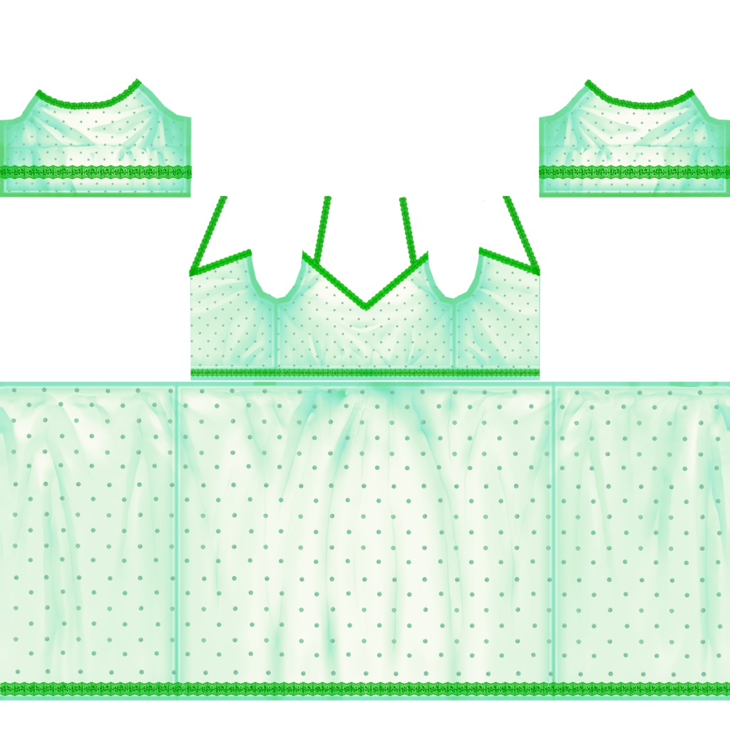 【VRoid/無料】緑のガーリーワンピース