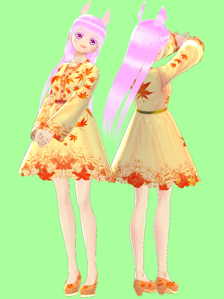 【VRoid/無料】紅葉の和風ドレス・紅葉のパンプス・紅葉のふんどし