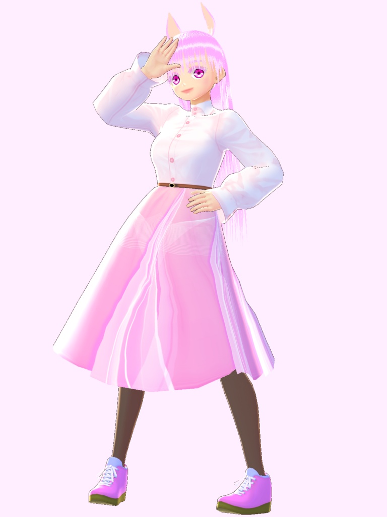 【VRoid/無料】波柄ワンピース+バッシュ3色セット