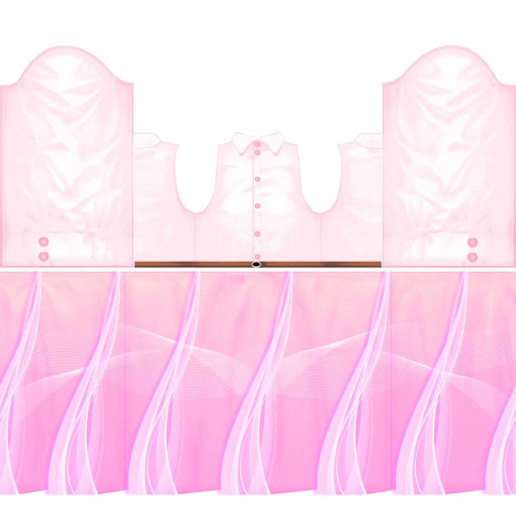 【VRoid/無料】波柄ワンピース+バッシュ3色セット