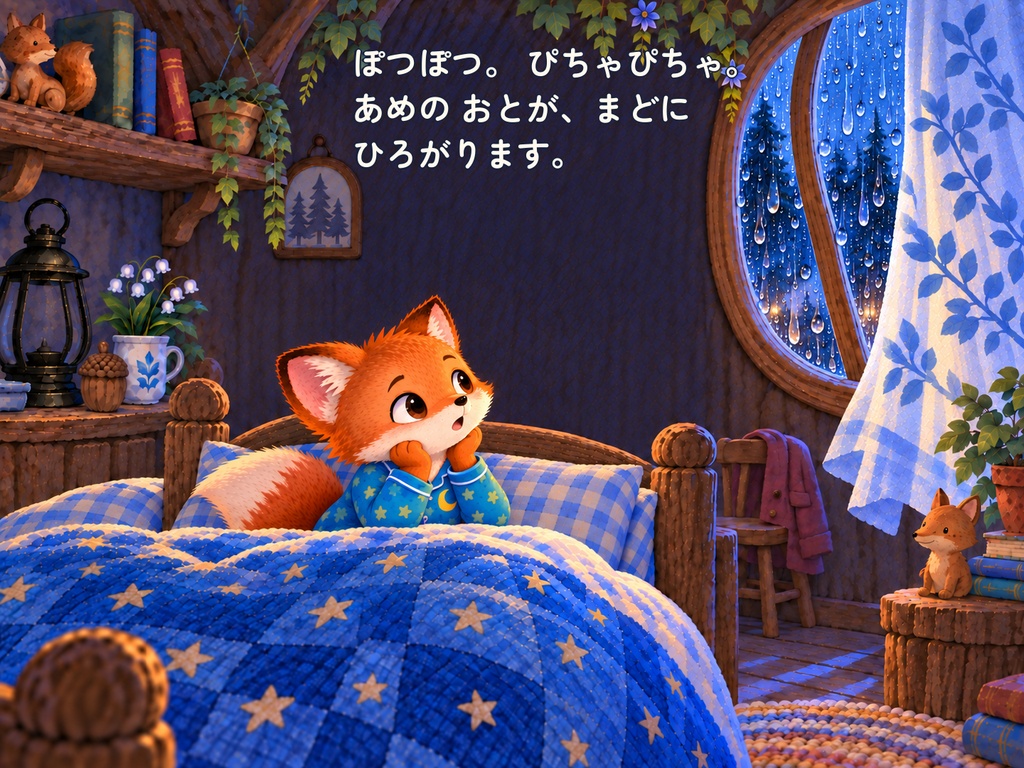 あめの おとと ポッケの ひかり|こぎつねルゥの おやすみ絵本【PDF・全25ページ】