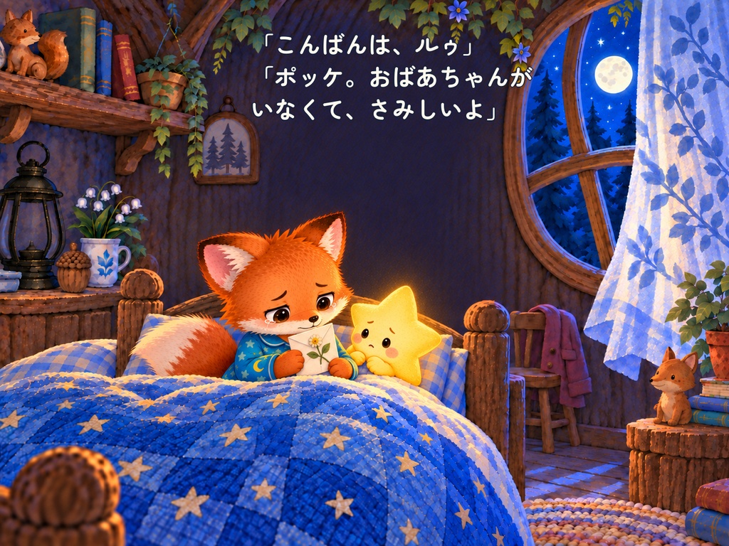 あいたい きもちと おやすみ|こぎつねルゥの おやすみ絵本【PDF・全25ページ】
