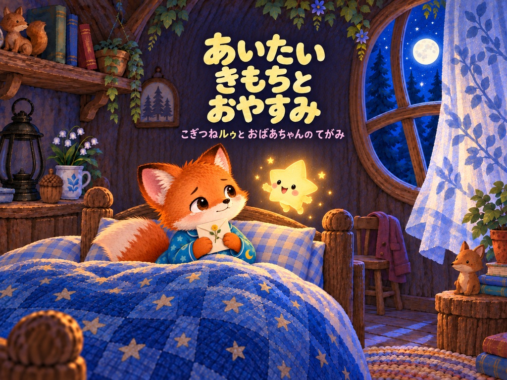 あいたい きもちと おやすみ｜こぎつねルゥの おやすみ絵本【PDF・全25ページ】