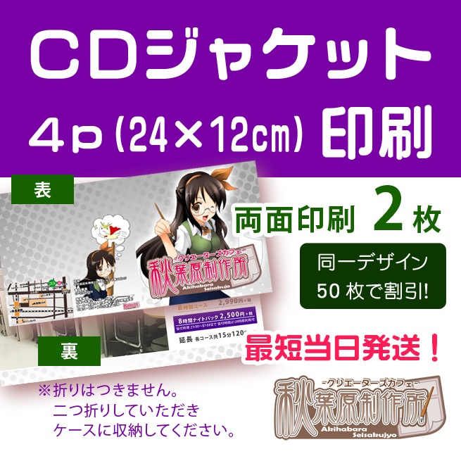 CDジャケット4P(24×12cm)【両面印刷】