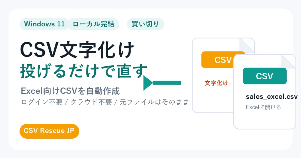 CSV Rescue JP - CSV文字化けを投げるだけで直すWindowsツール