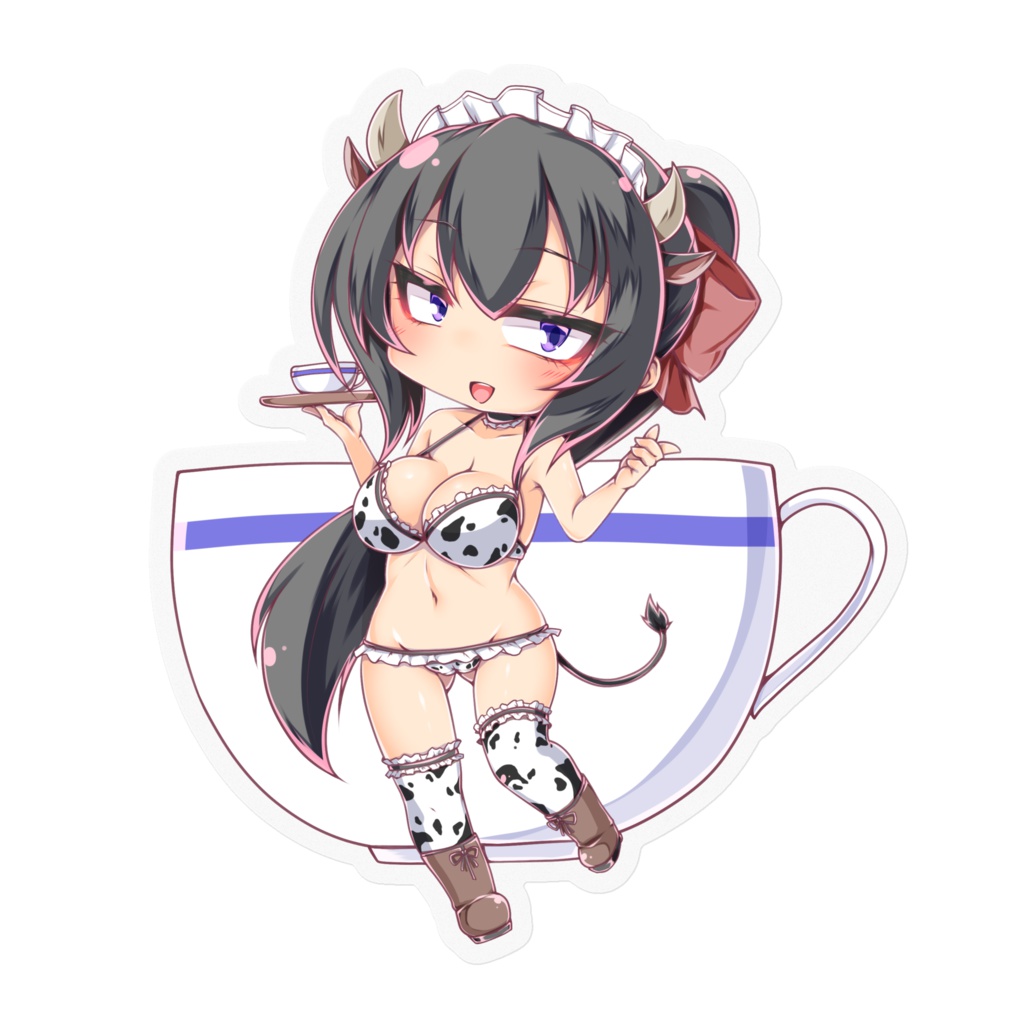 牛柄ビキニメイドの亜季さん　クリアステッカー