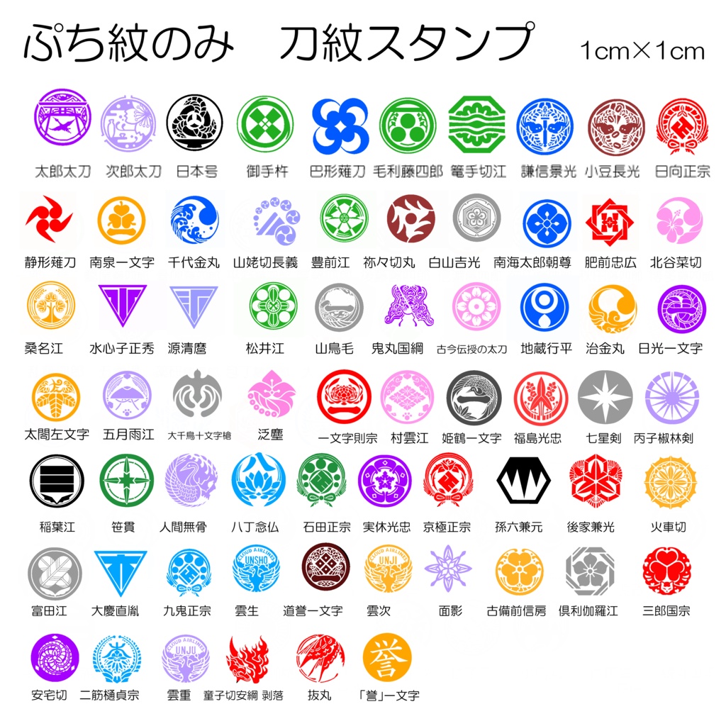 刀紋スタンプ 刀剣乱舞 ぷち紋のみ 1cm はんこ とうらぶ