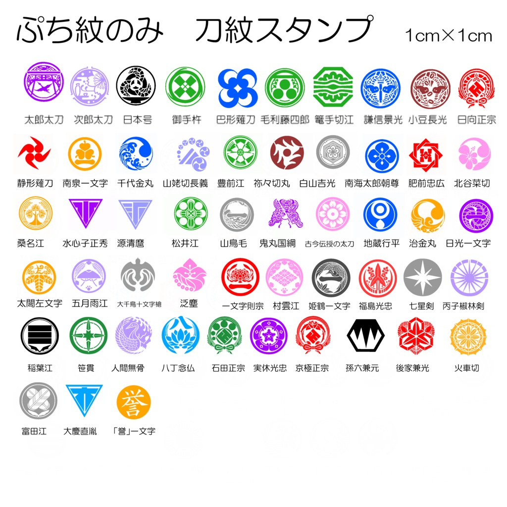 刀紋スタンプ 刀剣乱舞 ぷち紋のみ 1cm はんこ とうらぶ