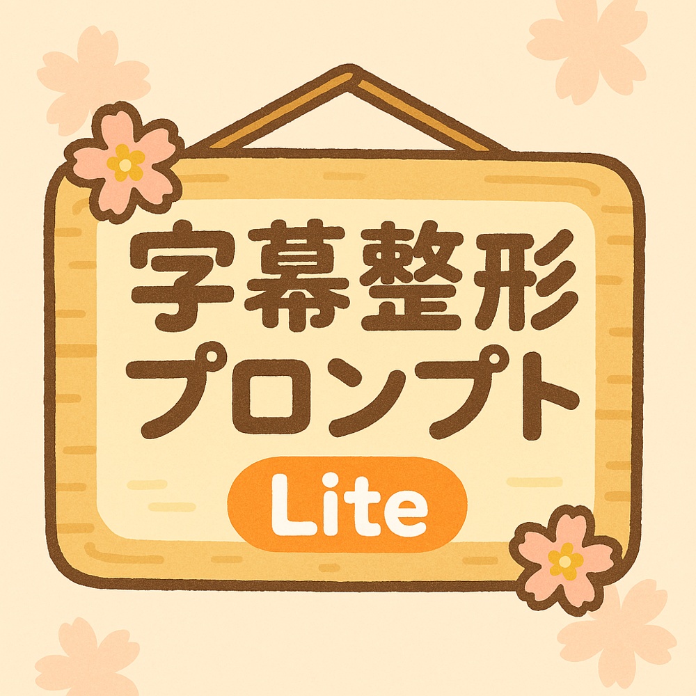 【ChatGPT用】字幕整形プロンプト Lite|22文字×2行の読みやすい字幕に整形