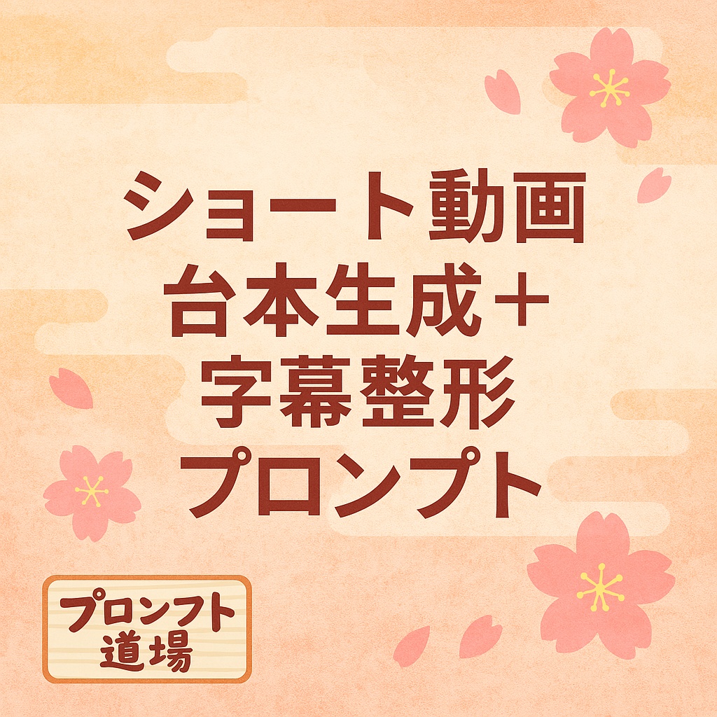 【ChatGPT用】ショート動画 台本生成＋字幕整形プロンプト