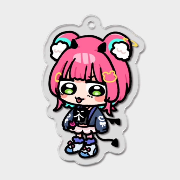 【くまのこぴぴこ】天使or悪魔 アクリルキーホルダー【受注生産】