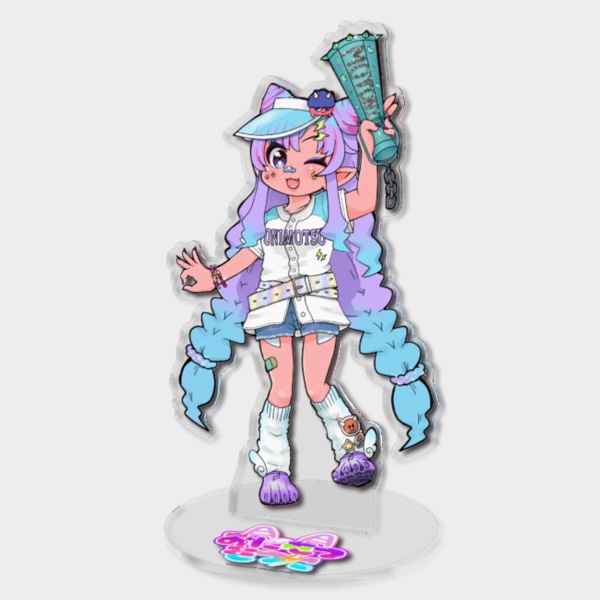 【おにもつもつに】”下北ら辺で最近流行ってるギャルファッションと聞いて早速着てみたら、なんか野球大好き女子になってしまったけど可愛いからまいっか” アクリルスタンド【受注生産】