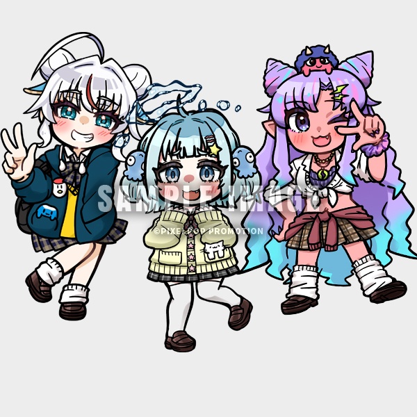 【ピクポ5期生】宀于ʖˋズッ`⊂も★JKミニキャラジオラマセット【受注生産】
