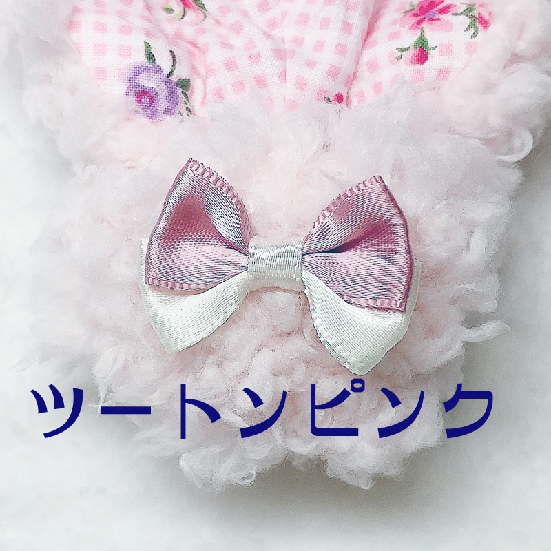 ぬいぐるみ用ウサギグルミ(お耳:レトロチェックに花の柄)