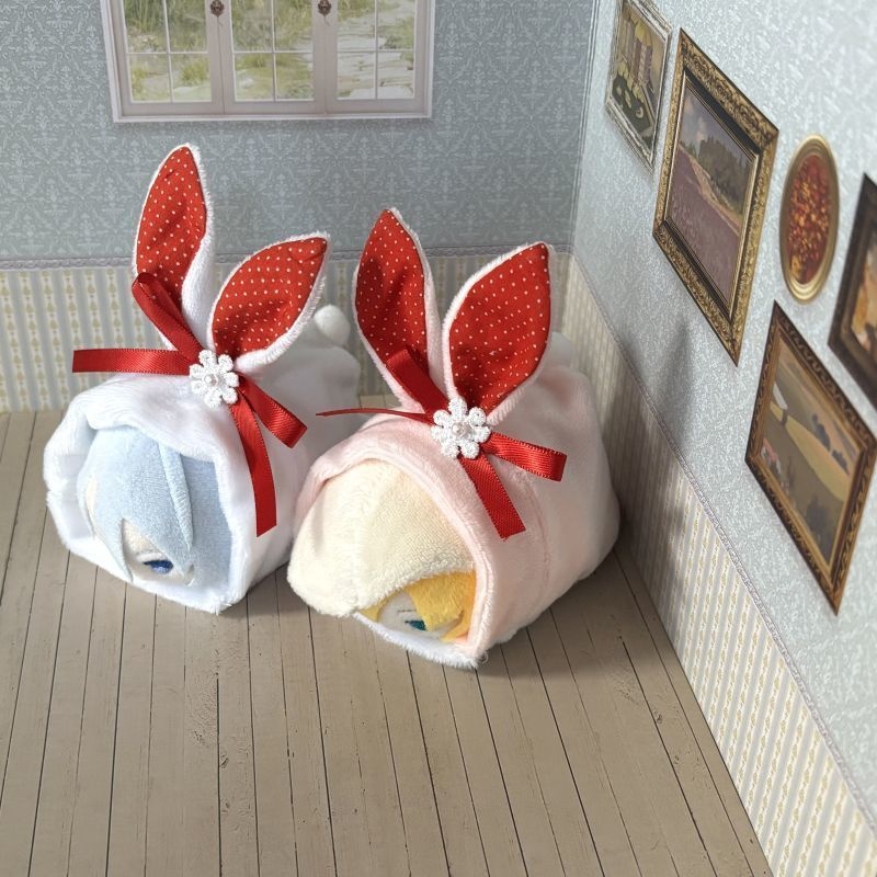 もちもちマスコット用ウサギの着ぐるみ(ホワイト&ピンク)