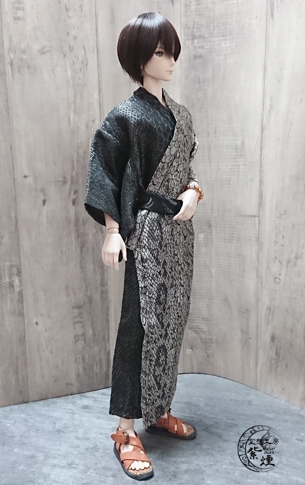 Smart Doll メンズ艶浴衣 黒×銀