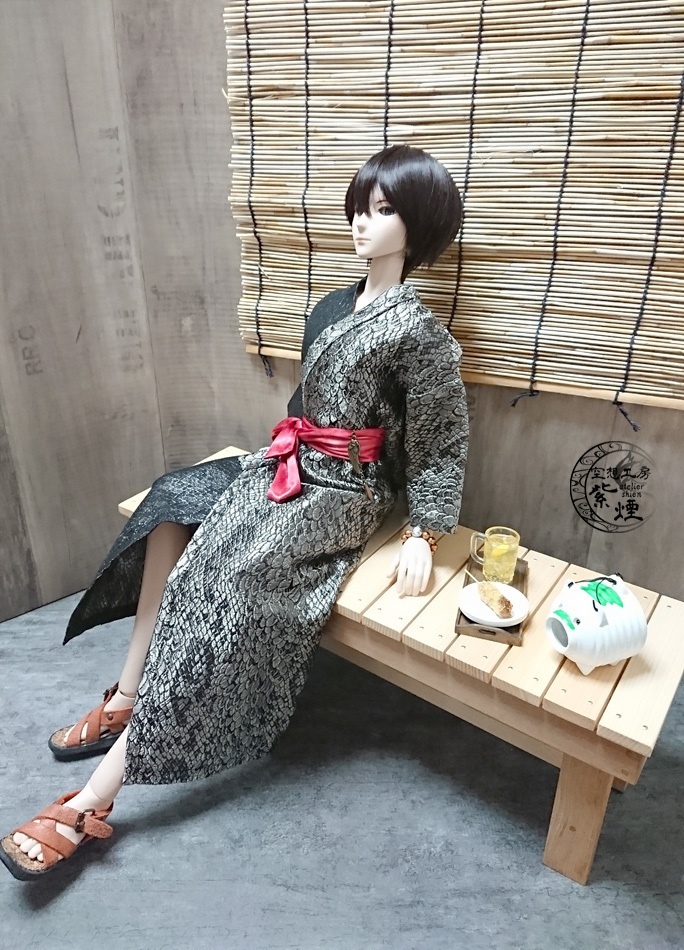 Smart Doll メンズ艶浴衣 黒×銀