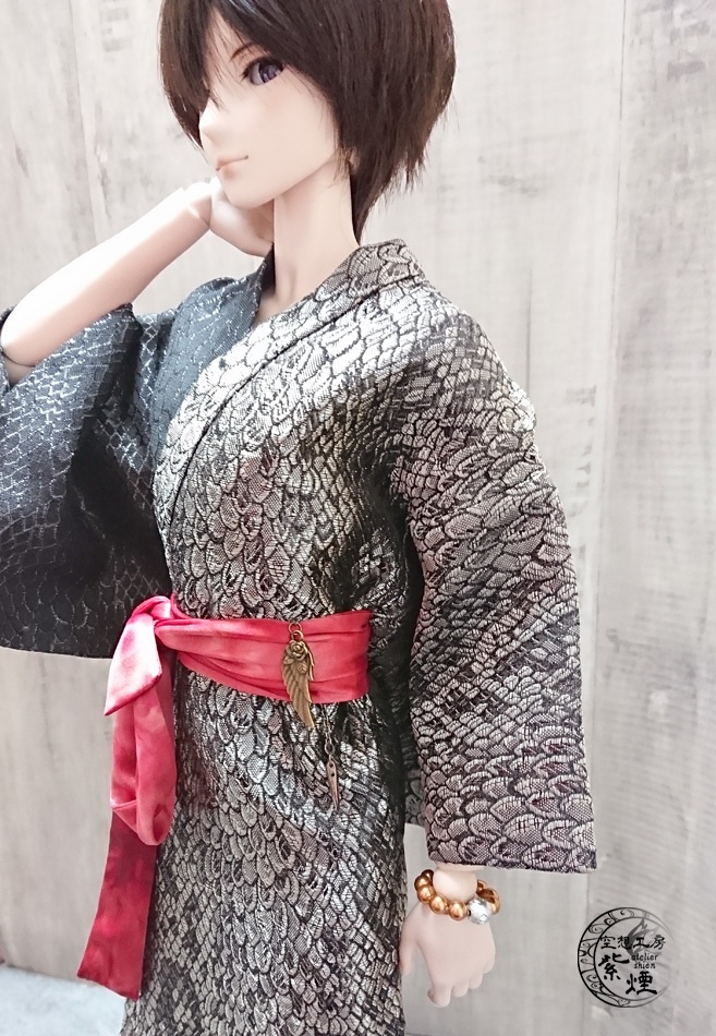 Smart Doll メンズ艶浴衣 黒×銀