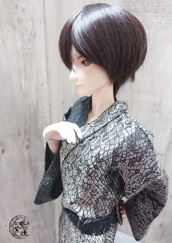 Smart Doll メンズ艶浴衣 黒×銀