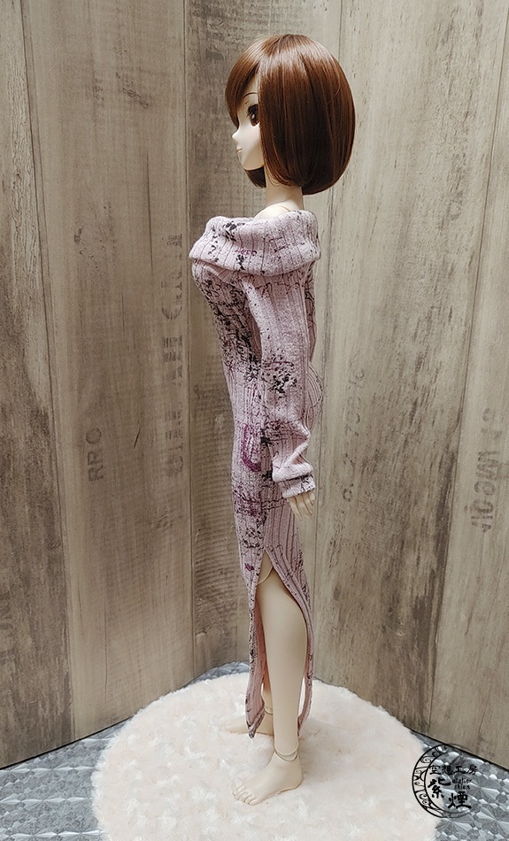 Smart Doll リブニットロングワンピース オフショルダー