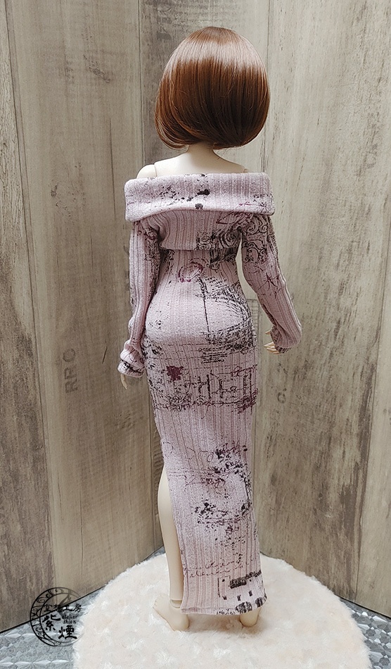 Smart Doll リブニットロングワンピース オフショルダー