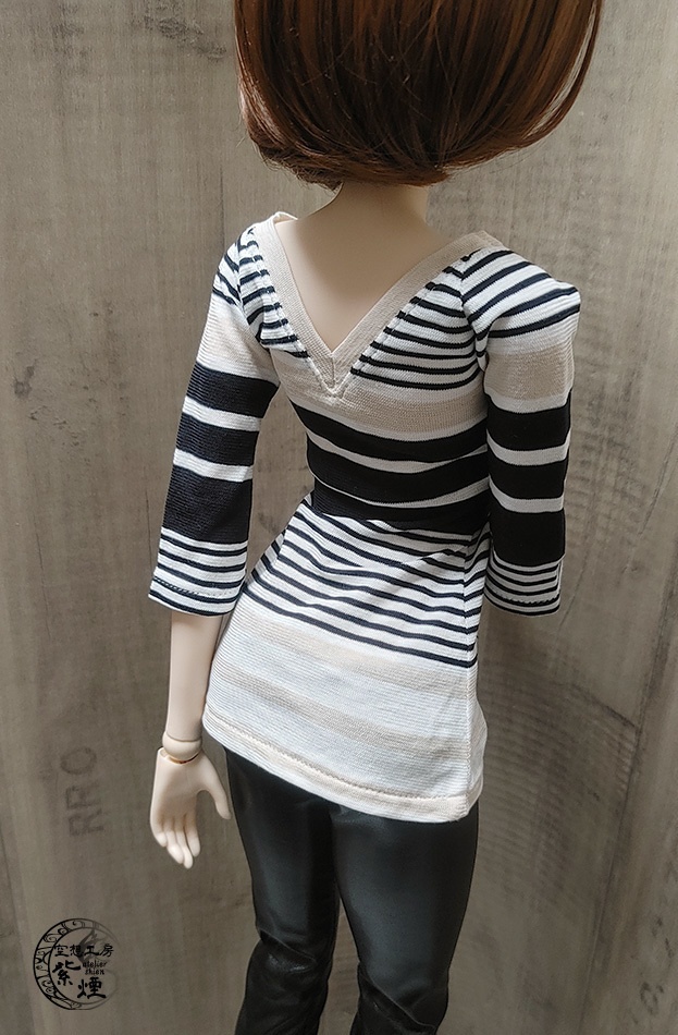 ※終了※ Smart Doll 七分袖カットソー 黒×ベージュボーダー柄