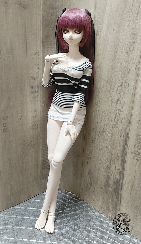 ※終了※ Smart Doll 七分袖カットソー 黒×ベージュボーダー柄