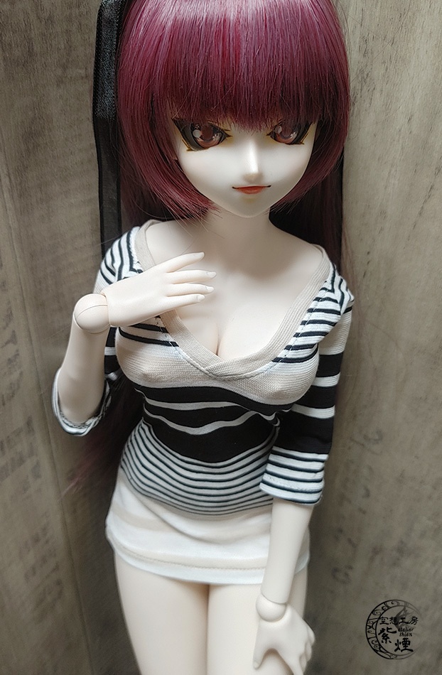 ※終了※ Smart Doll 七分袖カットソー 黒×ベージュボーダー柄