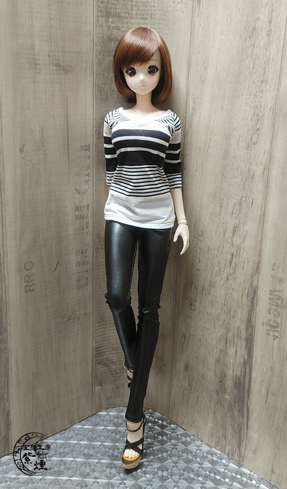 ※終了※ Smart Doll 七分袖カットソー 黒×ベージュボーダー柄