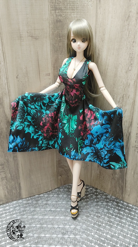 ※終了※ Smart Doll イレギュラーヘムラインワンピース ボタニカルver3 "ミッドナイトフラワー" (限定)