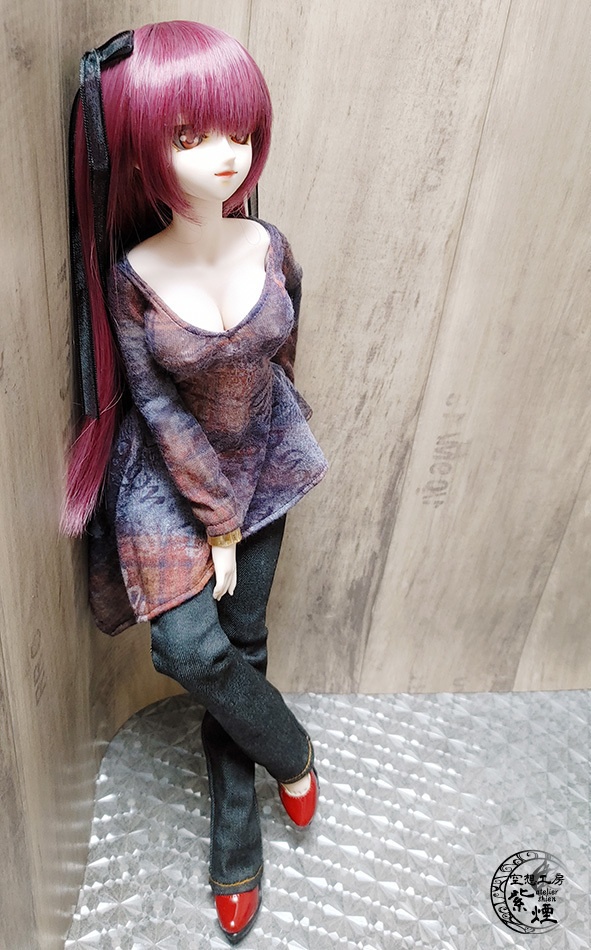 Smart Doll アシンメトリーカットソー 英字柄