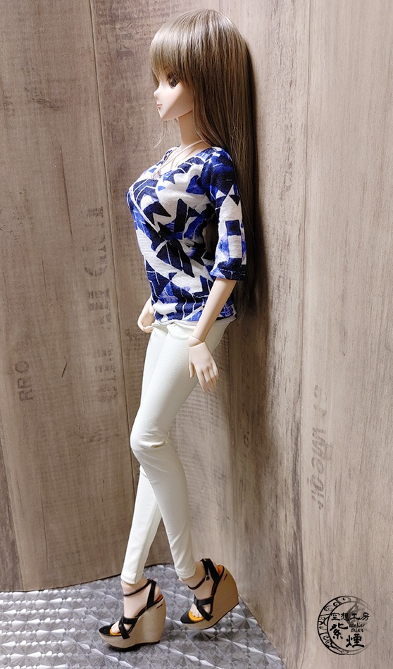 レギンスパンツ フェイクレザーアイボリー:Smart Doll・DD・DDdy用