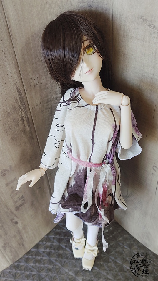 Smart Doll バタフライスリーブワンピース 寒色系 (数量限定)
