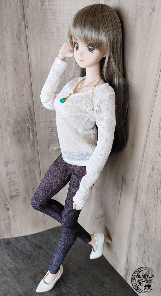 Smart Doll 麻ラウンドネックカットソー オフホワイト