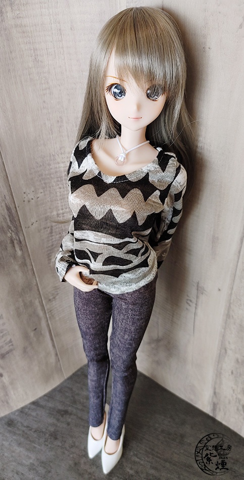 Smart Doll 麻ラウンドネックカットソー グレイッシュ