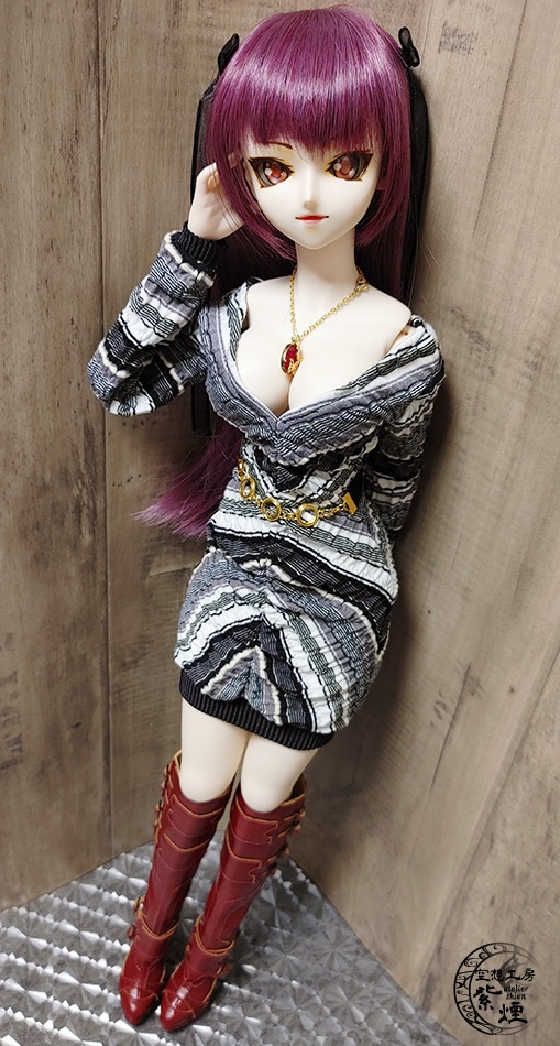 Smart Doll リブニットワンピース ボーダー柄