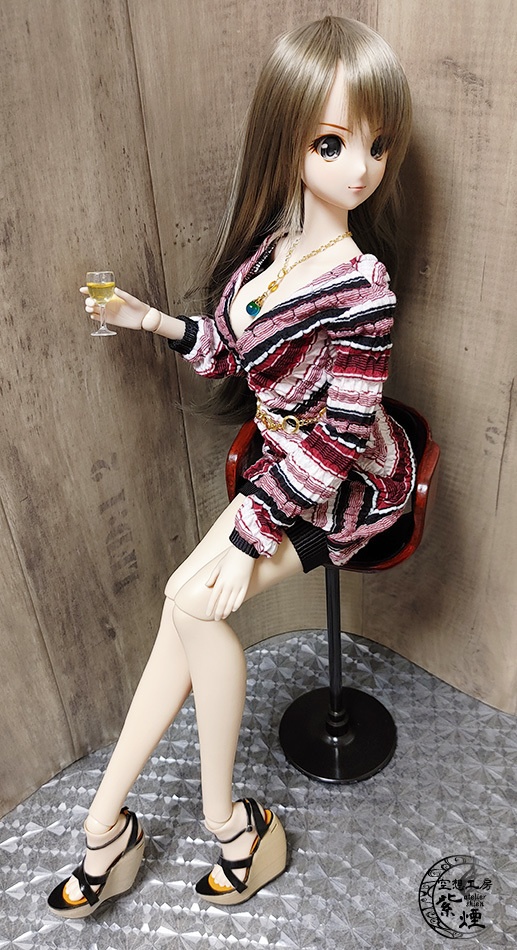 Smart Doll リブニットワンピース ボーダー柄