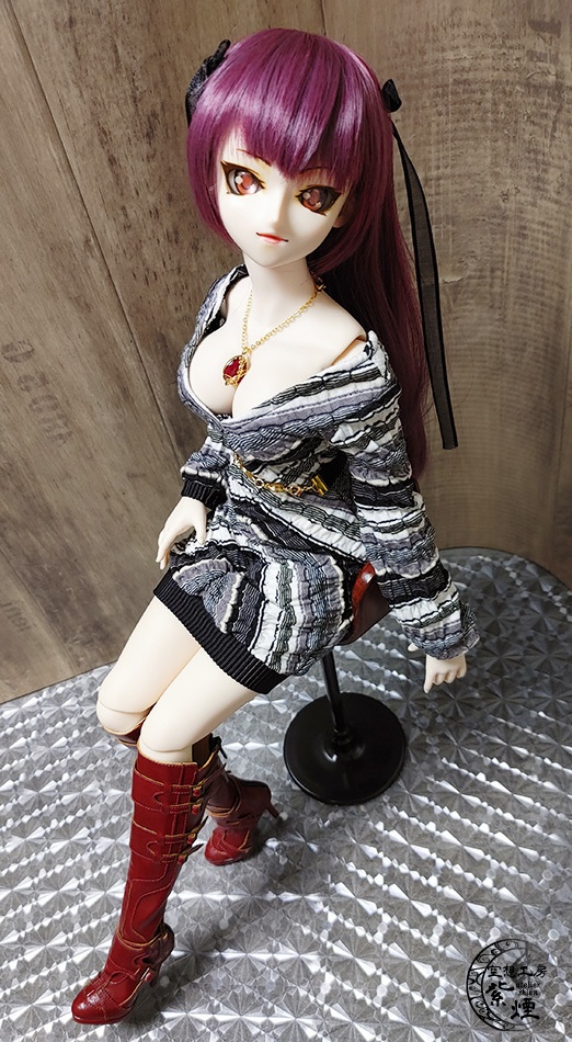 Smart Doll リブニットワンピース ボーダー柄