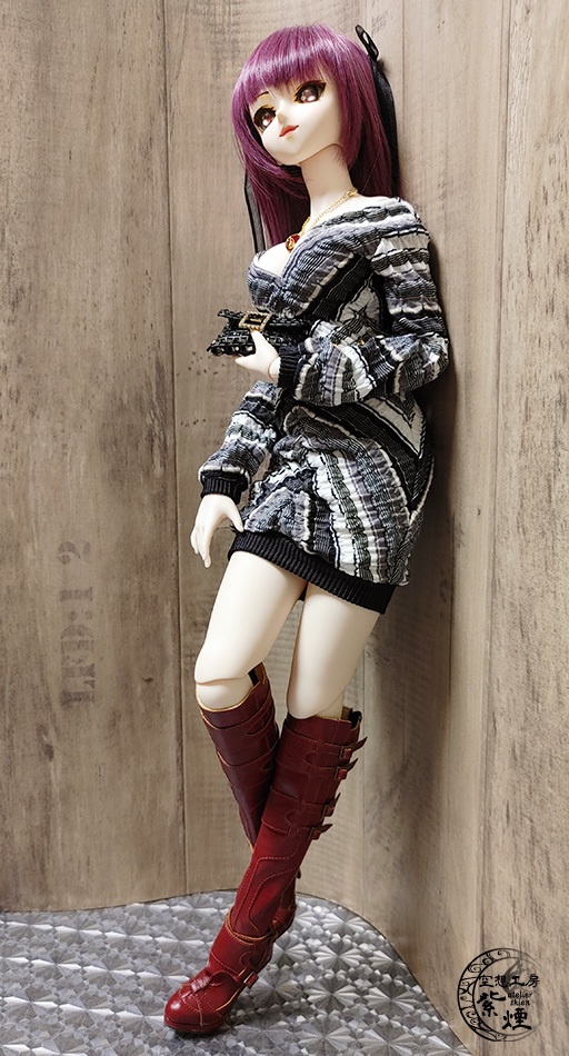 Smart Doll リブニットワンピース ボーダー柄