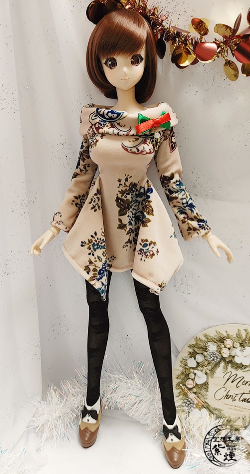 Smart Doll スクエアニットワンピース オフショルブーケ柄 (限定)