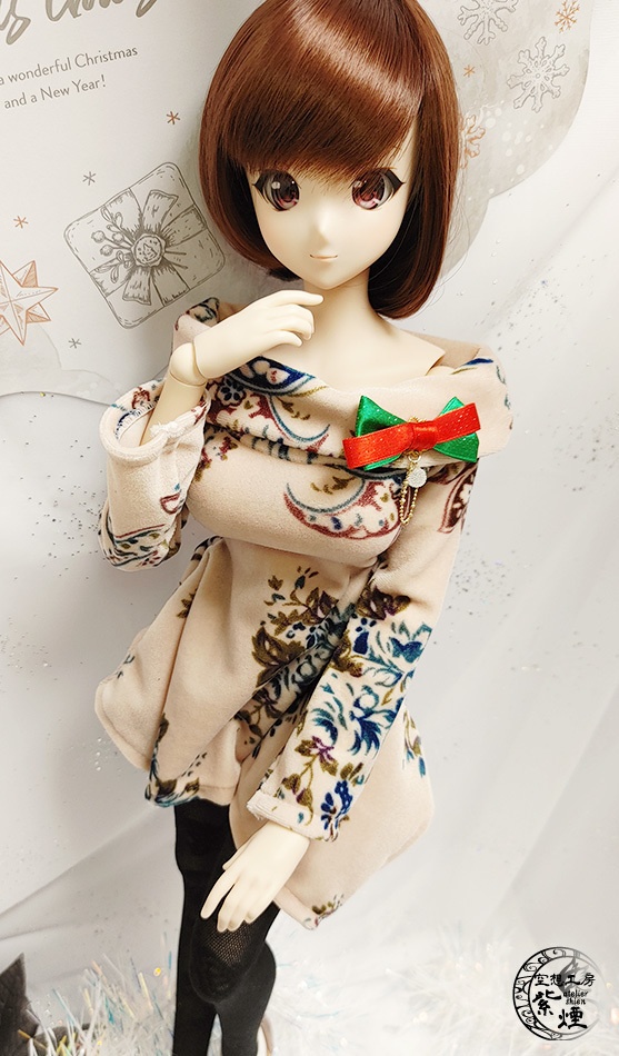 Smart Doll スクエアニットワンピース オフショルブーケ柄 (限定)