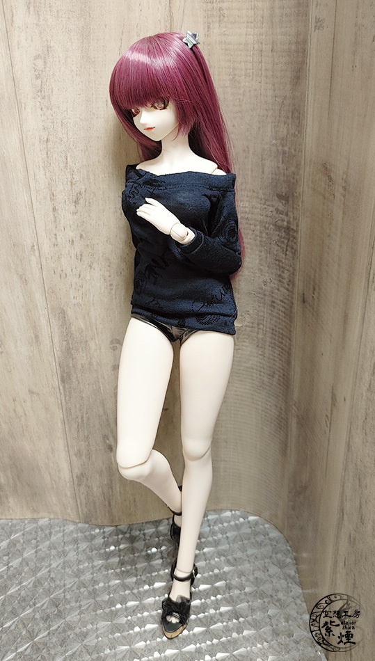 Smart Doll オフショルダー英字フロッキーカットソーワンピース コクーンシルエット