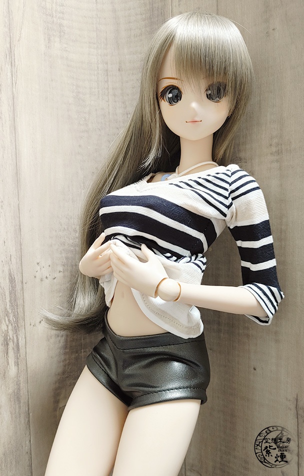 フェイクレザーショートパンツ ガンメタリック:Smart Doll・DD・DDdy用
