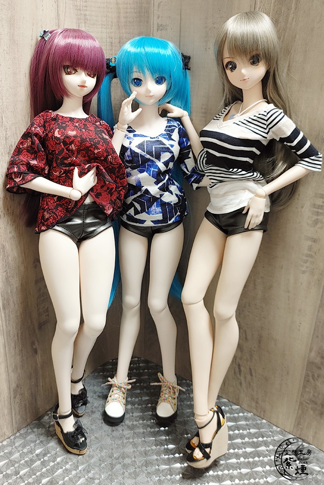 フェイクレザーショートパンツ　ガンメタリック：Smart Doll・DD・DDdy用