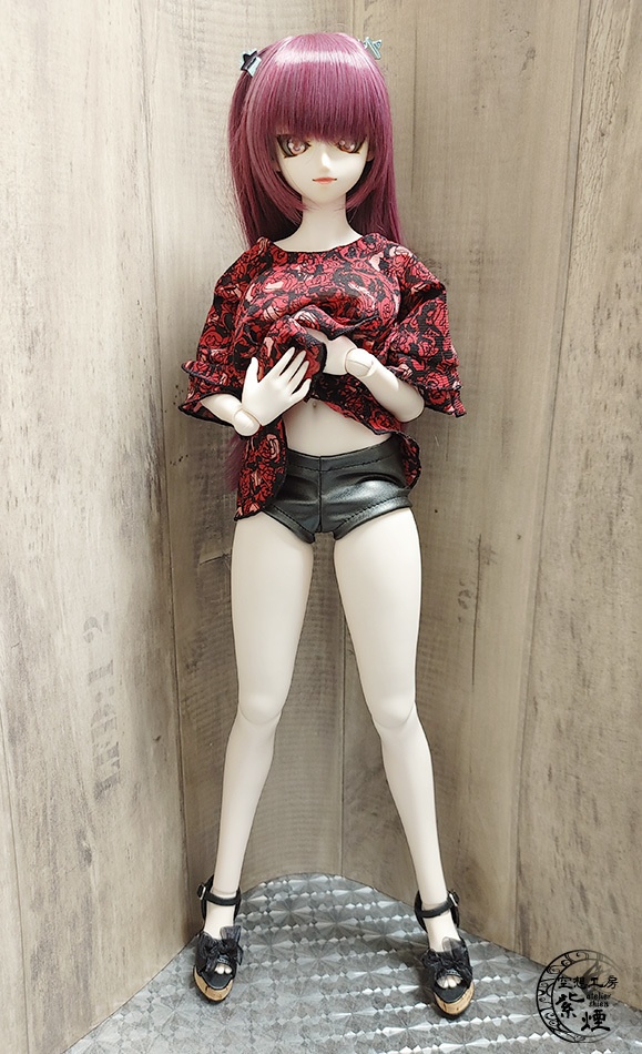 フェイクレザーショートパンツ ガンメタリック:Smart Doll・DD・DDdy用