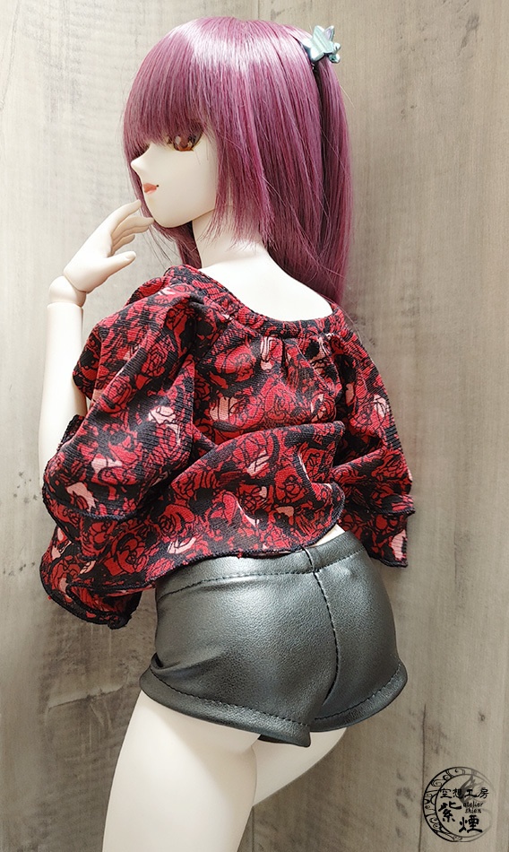 フェイクレザーショートパンツ ガンメタリック:Smart Doll・DD・DDdy用
