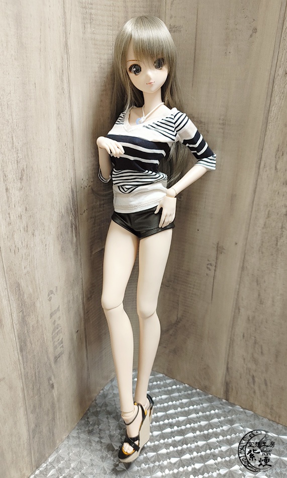 フェイクレザーショートパンツ ガンメタリック:Smart Doll・DD・DDdy用
